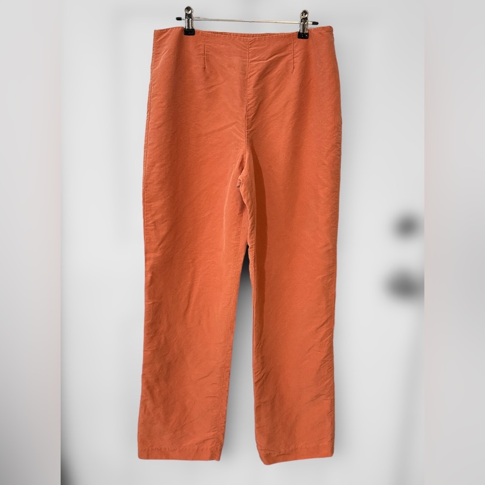 EUC Sigrid Olsen Collection Orange Silk Straight Leg Pants Women's Size 10